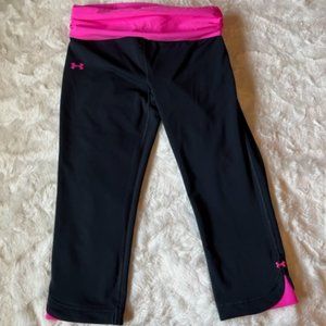 Under Armour Heat Gear Compression 3/4 Capri Black Athletic Pants Ladies…